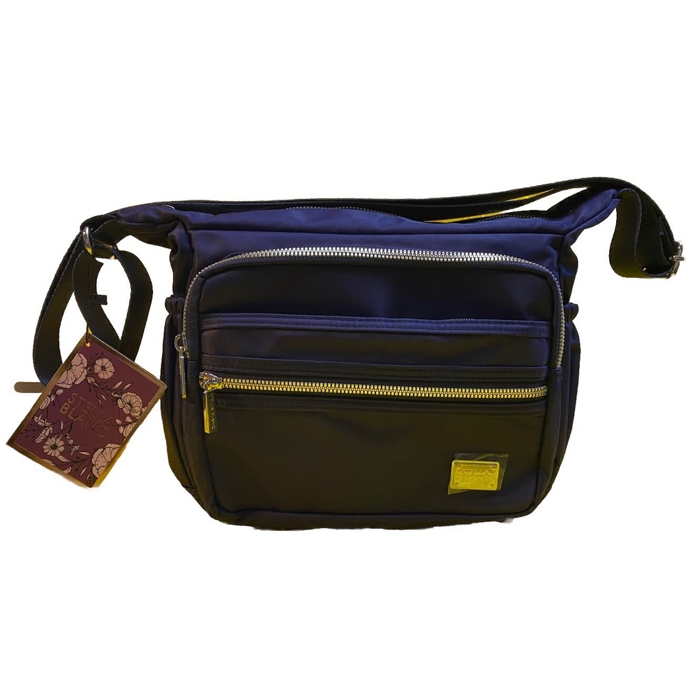 Stella Blanc Shoulder Bag Crossbody Purse‎ Nylon Navy Blue Medium Lightweight